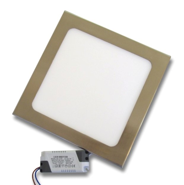 12W LED Панел за Вграждане - INOX Квадратен -6000К Студено Бяла Светлина 12W LED Панел за Вграждане - INOX Квадратен -6000К Студено Бяла Светлина