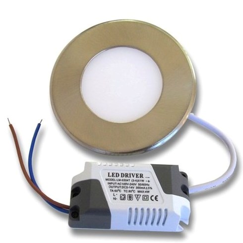 3W LED Панел за Вграждане - INOX 3000К-Топло Бяла Светлина