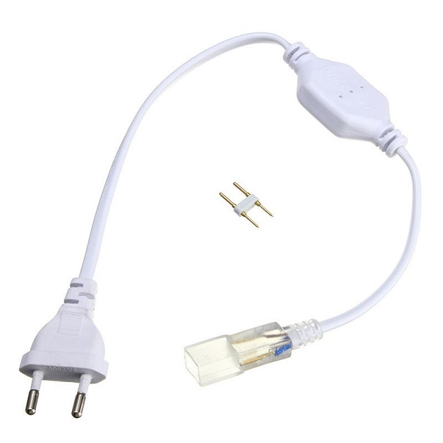Захранващ Конектор с кабел за LED Неон 220V Захранващ Конектор с кабел за LED Неон 220V