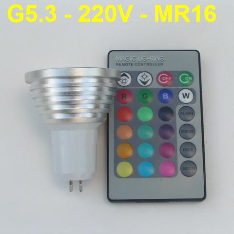 RGB LED Луничка G5.3 3W 220V с Дистанционно Управление