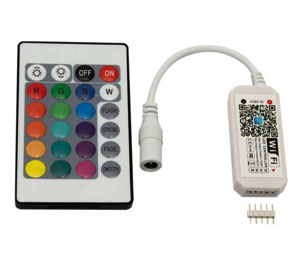 100W RGBW/RGB+W WiFi Контролер с RF Дистанционно Управление - 24 бутона 100W RGBW/RGB+W WiFi Контролер с RF Дистанционно Управление - 24 бутона