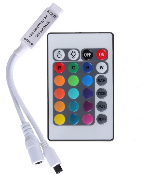 RGB LED Контролер IR с Дистанционно Управление 72W - 24 бутона - Затвори